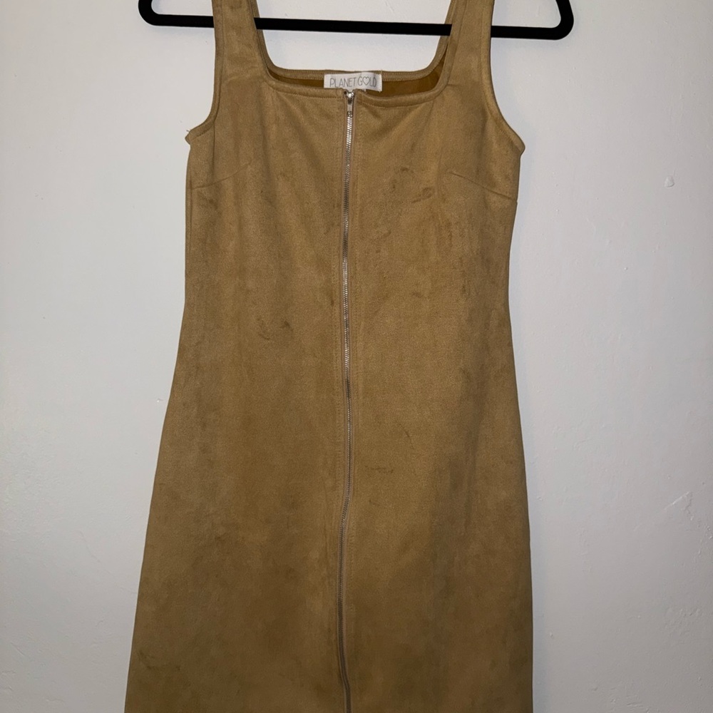 Planet Gold Tan Sheath Mini Dress Square Neck Sleeveless